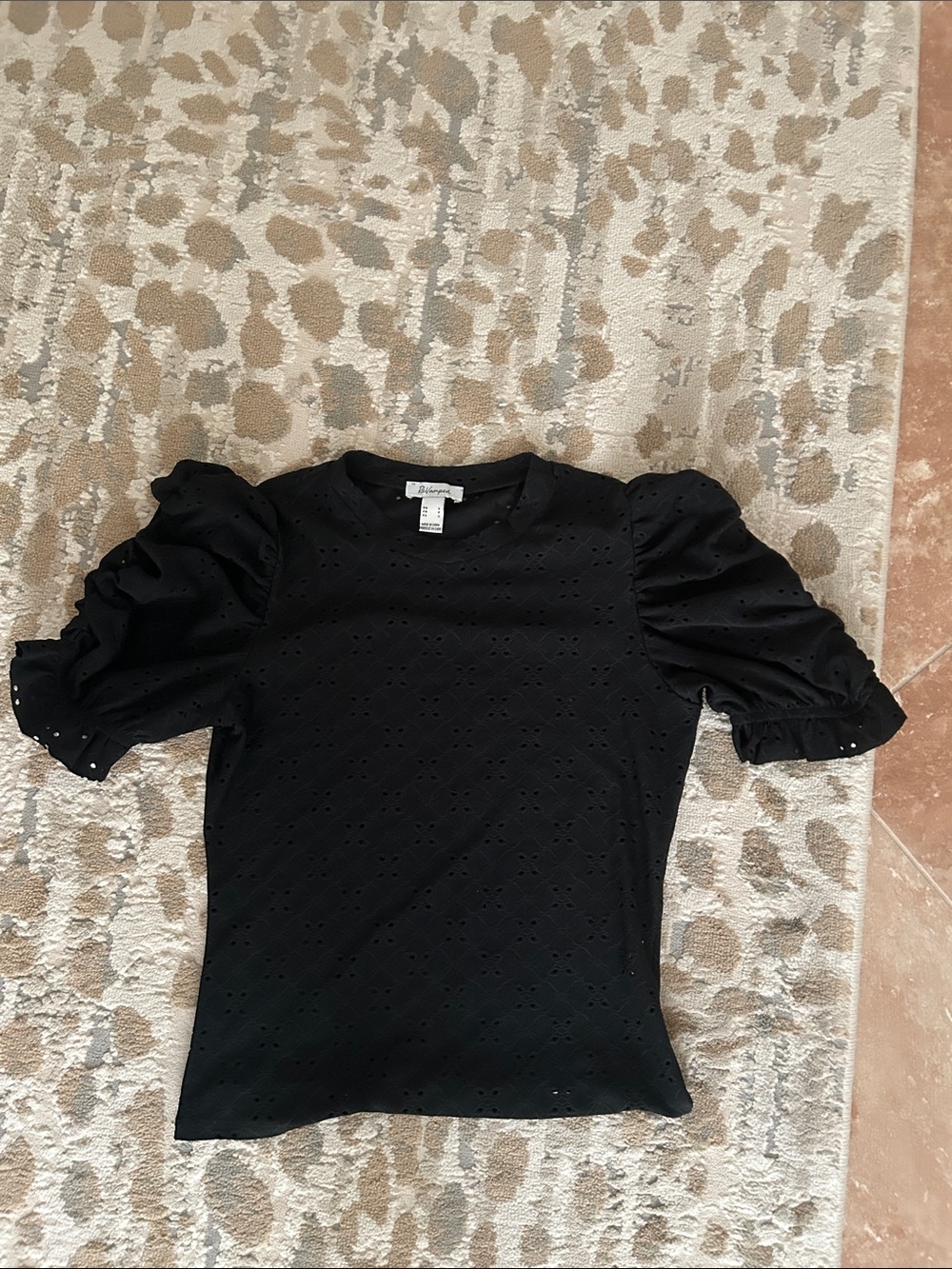 Revamped Black Eyelet Puff Sleeve Tee
